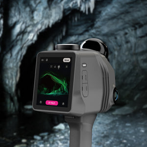 3DMakerpro Raven LiDAR scanner operating in low-light cave environments with real-time monitoring and 50m range.