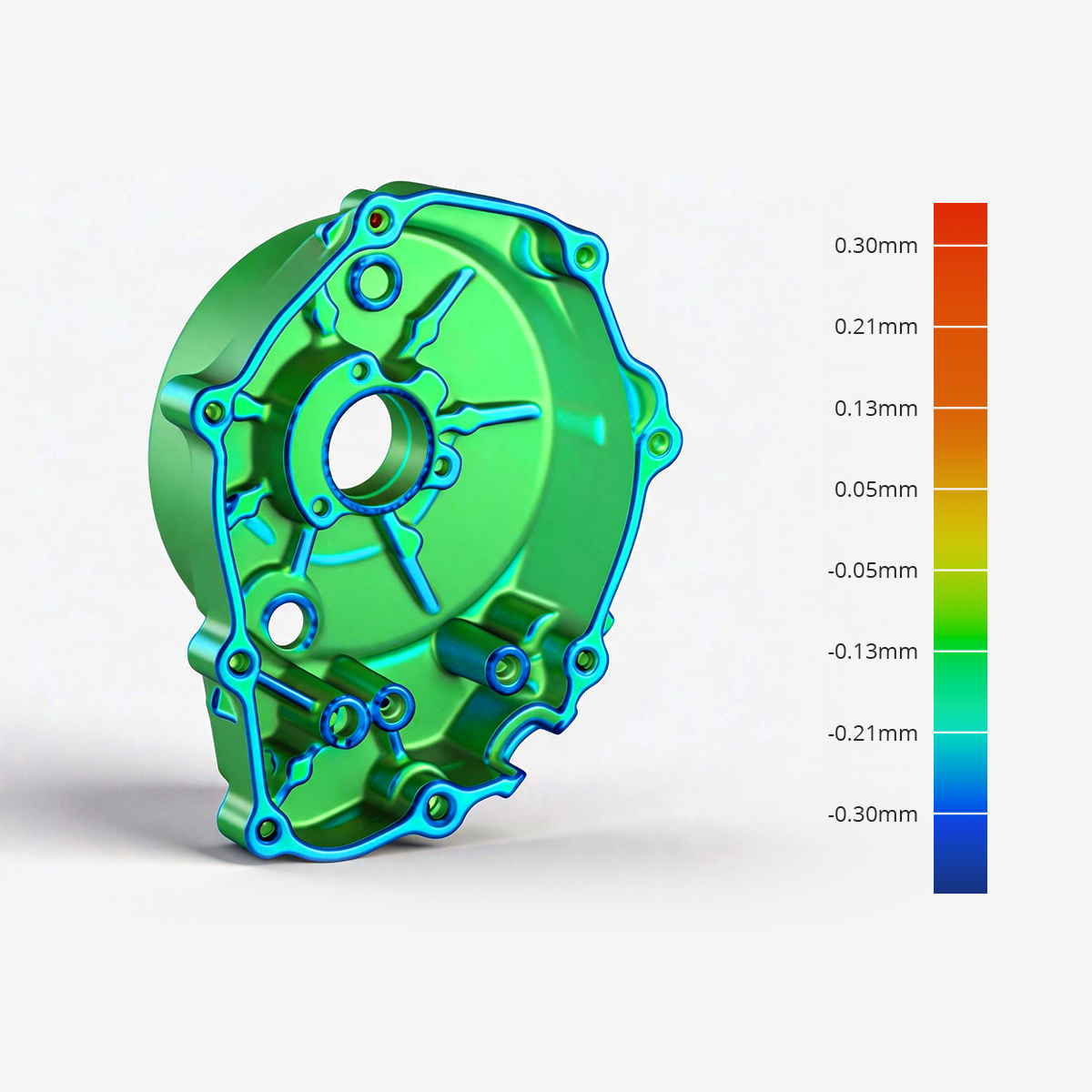 Green deviation map proving 3DMakerpro EU Fox's 0.07mm high accuracy for precise 3D measurement.